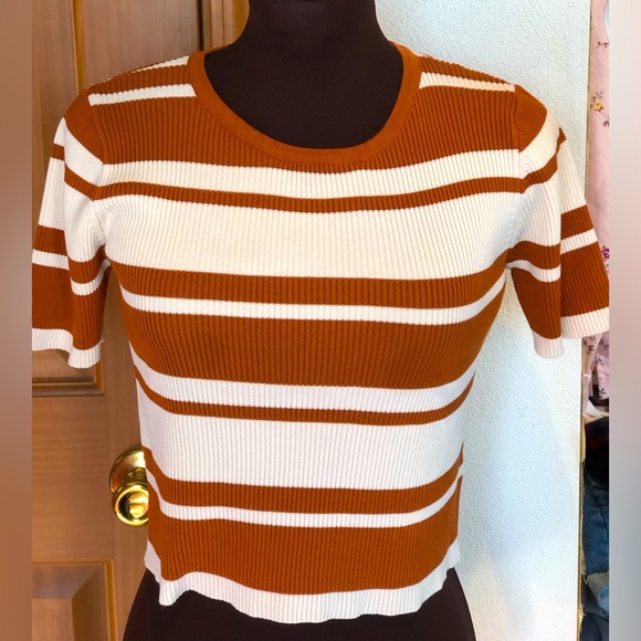 MILK&HONEY sM cropped ribbed sweater 💯viscose feels silky yet holds it’s shape - Picture 1 of 4